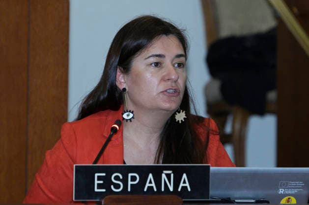 Spain s Permanent Observer to the Organization of American States (OAS), Carmen Monton, speaks during a regular session of the Permanent Council in Washington, USA, 06 May 2026. The OAS highlighted the progress made in supporting Haiti amid its prolonged security crisis and called for strengthening the implementation of the Roadmap for Stability and Peace in the Caribbean nation. The OAS highlights the progress made in supporting Haiti and calls for strengthening the roadmap !ACHTUNG: NUR REDAKTIONELLE NUTZUNG!  Copyright: xLeninxNollyx USA559 20260506-55020200175_1