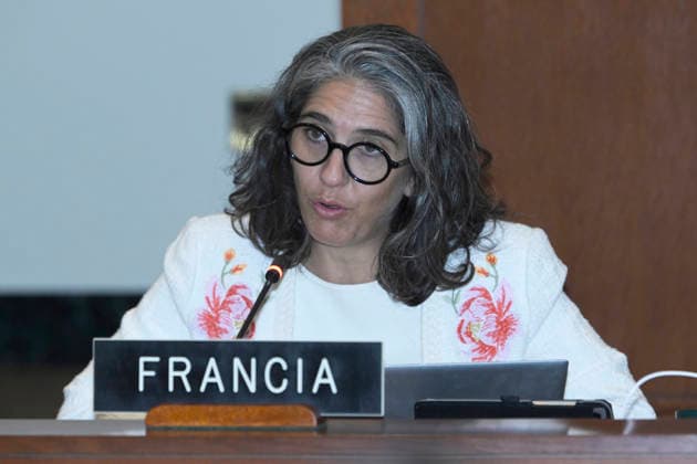 France s Permanent Observer to the Organization of American States (OAS), Celine Giusti, speaks during a regular session of the Permanent Council in Washington, USA, 06 May 2026. The OAS highlighted the progress made in supporting Haiti amid its prolonged security crisis and called for strengthening the implementation of the Roadmap for Stability and Peace in the Caribbean nation. The OAS highlights the progress made in supporting Haiti and calls for strengthening the roadmap !ACHTUNG: NUR REDAKTIONELLE NUTZUNG!  Copyright: xLeninxNollyx USA558 20260506-55020200177_1