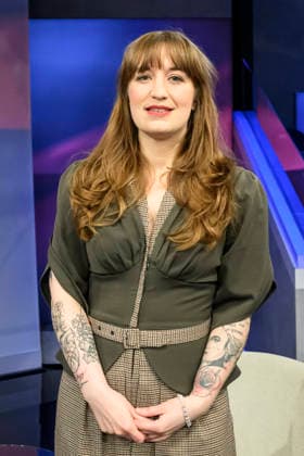 v l Heidi Reichinnek, Die Linke Fraktionsvorsitzende , GER, Berlin, Studio, zu Gast bei Maischberger, politische Talkshow, TV, Format, mit Moderator Sandra Maischberger, Das Erste, aus Adlershof Am Studio 20, 06 Mai 2026, Copyright: HMBxMedia UwexKoch