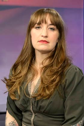 v l Heidi Reichinnek, Die Linke Fraktionsvorsitzende , GER, Berlin, Studio, zu Gast bei - Maischberger, politische Talkshow, TV, Format, mit Moderator - Sandra Maischberger, Das Erste, aus Adlershof - Am Studio 20, 06 Mai 2026, Copyright: HMBxMedia UwexKoch