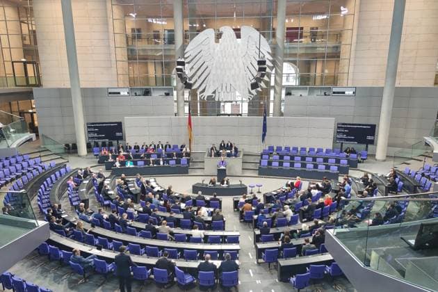 Berlin, Germany, 07 05 2026 German Bundestag 77 Bundestag session View into the plenary at the beginning of the session, Federal Minister of Labor and Social Affairs Bärbel Bas SPD at the lectern Copyright: xdtsxNachrichtenagenturx dts_118037