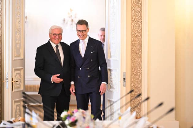 LKS 20260507 President of the Republic of Finland Alexander Stubb (R) and Mr Frank-Walter Steinmeier, President of the Federal Republic of Germany attend the discussions between the German and the Finnish delegations held at the Presidential Palace in Helsinki, Finland on May 7, 2026. - HEIKKI SAUKKOMAA Helsinki Finland  Copyright: xHeikkixSaukkomaax _3Wg5bPGArc