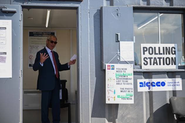 Reform UK Leader Nigel Farage votes for UK local elections 2026 WALTON-ON-THE-NAZE, UNITED KINGDOM - MAY 07: Reform UK leader Nigel Farage is seen after casting his vote during the local council elections on May 07, 2026 in Walton-on-the-Naze, United Kingdom. Rasid Necati Aslim Anadolu Walton-on-the-Naze United Kingdom. Editorial use only. Please get in touch for any other usage.  Copyright: x2026xAnadoluxRasidxNecatixAslimx