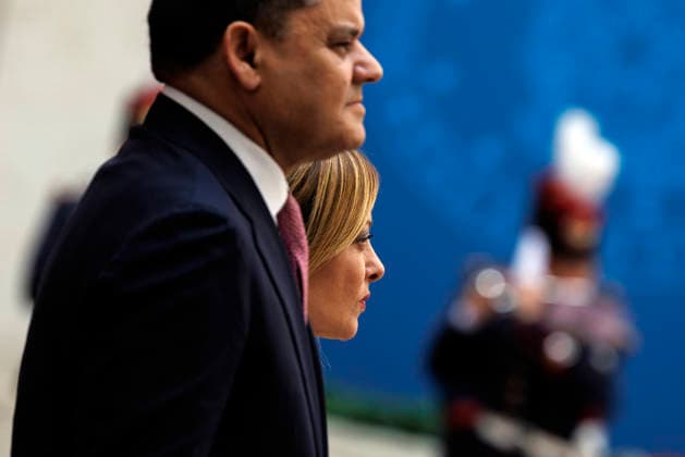 May 7, 2026, Rome, Italia, Italy: Prime Minister Giorgia Meloni with Prime Minister of the Libyan Government of National Unity Abdul Hamid Mohammed Dbeibeh at Palazzo Chigi, Rome, May 7, 2026 Rome Italy  - ZUMAa289 20260507_zia_a289_090 Copyright: xFrancescoxFotiax xAgfx