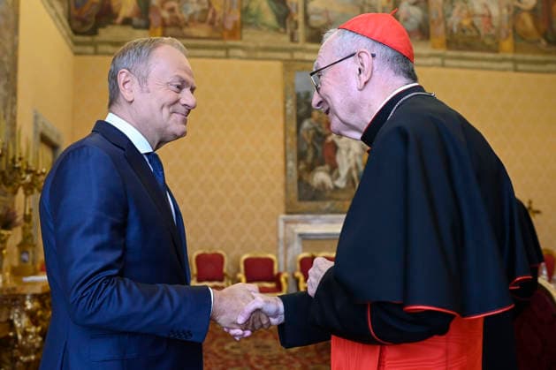 ITALY- REL VATICAN -POPE LEO XVI DURING A PRIVATE AUDIENCE WITH HIS EXCELLENCY MR.DONALD TUSK, PRIME MINISTER OF THE REPUBLIC OF POLAND AT THE VATICAN May 7, 2026 ITALY REL - Vatican,May 7, 2026: Pope Leo VIX during a private audience with His Excellency Mr. Donald Tusk, Prime Minister of the Republic of Poland, at the Vatican. EDITORIAL USE ONLY - NO BOOKS Copyright: xVATICANxMEDIAx xCatholicxPressxPhotox
