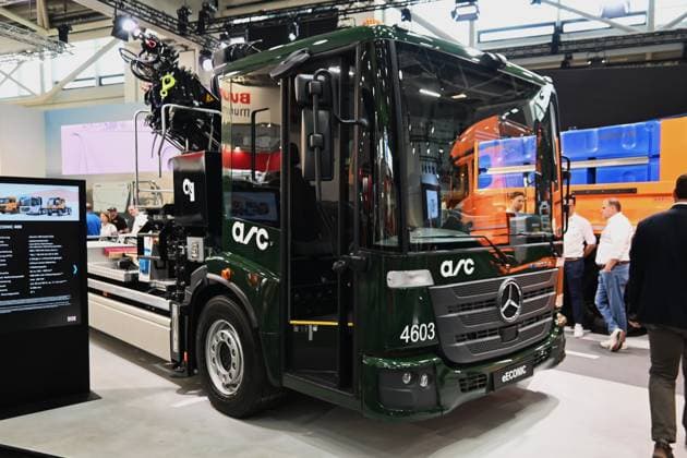 IFAT Munich 2026 is the worlds leading trade fair for water, sewage, waste and raw materials management The trade fair takes place every two years at the exhibition center in Munich Riem Photo Mercedes e Econic or eEconic truck with battery-electric drive