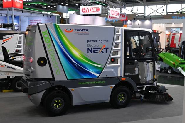IFAT Munich 2026 is the worlds leading trade fair for water, sewage, waste and raw materials management The trade fair takes place every two years at the exhibition center in Munich Riem Photo Electric Tenax sweeper