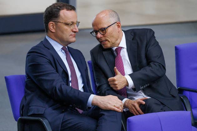Jens Spahn CDU and Peter Beyer CDU in the German Bundestag on 07 05 26 in Berlin Berlin Berlin Germany Bundestag