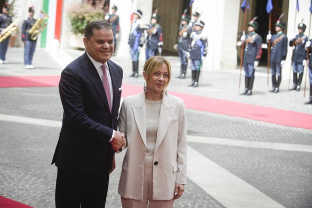 Rome, the Prime Minister meets at Palazzo Chigi with the Prime Minister of the Libyan Government of National Unity, pictured: Giorgia Meloni, Abdul Hamid Mohammed Dbeibeh  Copyright: xSTEFANOxCAROFEIx xipa-agency.netx xFOTOGRAMMAx xSTEFANOxCAROFEIx IPA_Agency_IPA74486897