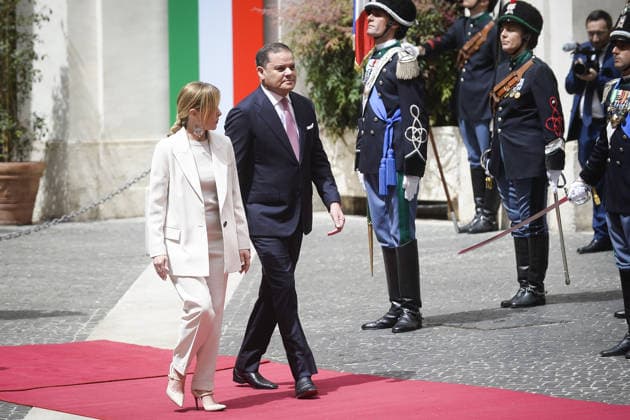 Rome, the Prime Minister meets at Palazzo Chigi with the Prime Minister of the Libyan Government of National Unity, pictured: Giorgia Meloni, Abdul Hamid Mohammed Dbeibeh  Copyright: xSTEFANOxCAROFEIx xipa-agency.netx xFOTOGRAMMAx xSTEFANOxCAROFEIx IPA_Agency_IPA74486898