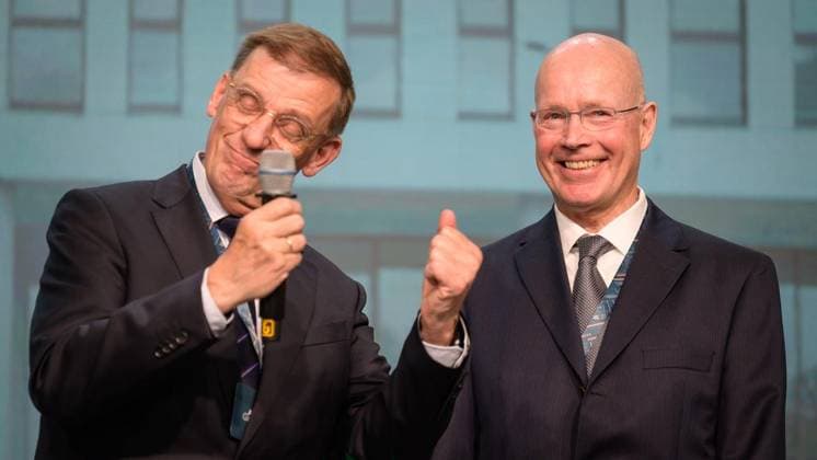 Essen Atlas Copco inaugurates new building FOR EDITORIAL PURPOSES ONLY EDITORIAL USE ONLY p Henk Brouwer and Achim Bettendorf at the official inauguration of the Atlas Copco Groups new building on Thursday, May 7, 2026, at Wetterschacht in Essen Bettendorf Copyright UwexErnst Copyright: UwexErnst doc85qr6l1ualtgmkygv6e ,EDITORIAL USE ONLY Copyright: UwexErnst