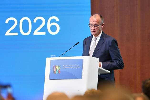 Berlin, Germany, 07 05 2026 House of German Business IHK Day Federal Chancellor Friedrich Merz CDU in front of a lettering 2026 Copyright: xdtsxNachrichtenagenturx dts_118195