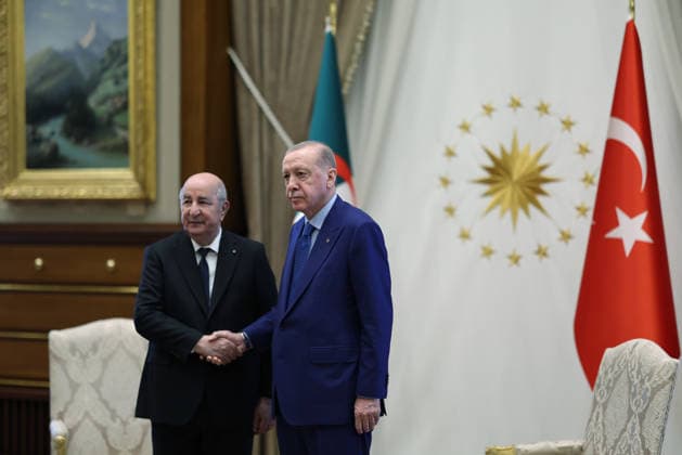 Turkish President Erdogan - Algerian President Tebboune meeting in Ankara ANKARA, TURKIYE - MAY 07: (----EDITORIAL USE ONLY - MANDATORY CREDIT - TURKISH PRESIDENCY MURAT CETINMUHURDAR HANDOUT - NO MARKETING NO ADVERTISING CAMPAIGNS - DISTRIBUTED AS A SERVICE TO CLIENTS----) Turkish President Recep Tayyip Erdogan (R) meets with Algerian President Abdelmadjid Tebboune (L) at the Presidential Complex in Ankara, Turkiye on May 07, 2026. Turkish Presidency Murat Cetinmuhurdar Handout Anadolu Ankara Turkey. Editorial use only. Please get in touch for any other usage.  Copyright: x2026xAnadoluxTurkishxPresidency xMuratxCetinmuhurdarx xHandoutx
