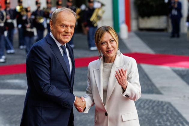 May 7, 2026, Rome, Italia, Italy: Prime Minister Giorgia Meloni during the meeting with the President of the Republic of Poland, Donald Tusk, at Palazzo Chigi, Rome, 07 05 2026 Rome Italy  - ZUMAa289 20260507_zia_a289_271 Copyright: xFrancescoxFotiax xAgfx