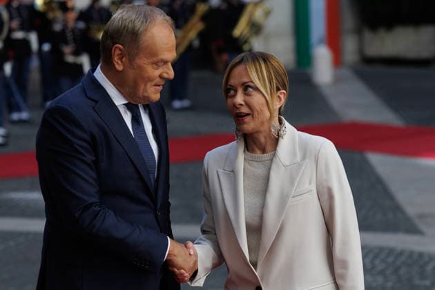 May 7, 2026, Rome, Italia, Italy: Prime Minister Giorgia Meloni during the meeting with the President of the Republic of Poland, Donald Tusk, at Palazzo Chigi, Rome, 07 05 2026 Rome Italy  - ZUMAa289 20260507_zia_a289_251 Copyright: xFrancescoxFotiax xAgfx