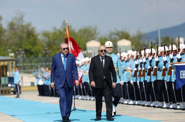 Turkish President Erdogan welcomes Algerian President Tebboune in Ankara ANKARA, TURKIYE - MAY 07: (----EDITORIAL USE ONLY - MANDATORY CREDIT - TURKISH PRESIDENCY MURAT KULA HANDOUT - NO MARKETING NO ADVERTISING CAMPAIGNS - DISTRIBUTED AS A SERVICE TO CLIENTS----) Turkish President Recep Tayyip Erdogan (L) welcomes Algerian President Abdelmadjid Tebboune (R) with an official ceremony at the Presidential Complex in Ankara, Turkiye on May 07, 2026. TUR Presidency Murat Kula Handout Anadolu Ankara Turkey. Editorial use only. Please get in touch for any other usage.  Copyright: x2026xAnadoluxTURxPresidency MuratxKulax xHandoutx