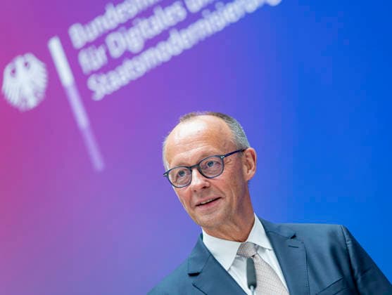 Friedrich Merz EUR, Germany, Berlin, 07 05 2026 Greeting by Federal Chancellor Friedrich Merz CDU at the festive event of the Federal Ministry for Digital and State Modernization on the occasion of its first anniversary In the presence of Karsten Wildberger CDU , Federal Minister for Digital and State Modernization Joint visit of the exhibitors