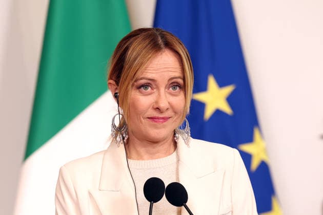 Rome, 7 May 2026: Communications from the two presidents at the end of the summit. Prime Minister Giorgia Meloni welcomes Polish Prime Minister Donald Tusk to Palazzo Chigi for an institutional meeting dedicated to the main European issues and cooperation between Italy and Poland.  Copyright: xmarcoxiacobuccix xipa-agency.netx xmarcoxiacobuccix IPA_Agency_IPA74492301