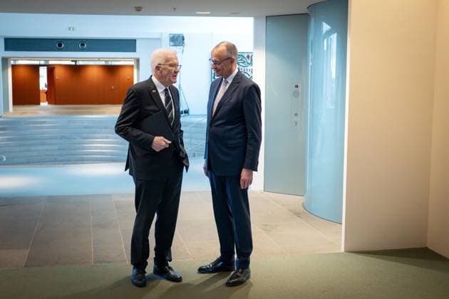 Berlin, Germany, 07 05 2026 Federal Chancellery Farewell visit by the Minister President of Baden-Württemberg Winfried Kretschmann Greens and Federal Chancellor Friedrich Merz CDU Copyright: xBergmann,xGuido BPA dtsxNachrichtenagenturx dts_118217