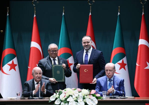 Bilateral agreements signed between Turkiye and Algeria ANKARA, TURKIYE - MAY 07: (----EDITORIAL USE ONLY - MANDATORY CREDIT - TURKISH PRESIDENCY MURAT CETINMUHURDAR HANDOUT - NO MARKETING NO ADVERTISING CAMPAIGNS - DISTRIBUTED AS A SERVICE TO CLIENTS----) Turkish President Recep Tayyip Erdogan and Algerian President Abdelmadjid Tebboune attend the signing ceremony of bilateral agreements at the Presidential Complex in Ankara, Turkiye on May 07, 2026. TRT Director General Mehmet Zahid Sobaci also attended the signing ceremony. Turkish Presidency Murat Cetinmuhurdar Handout Anadolu Ankara Turkey. Editorial use only. Please get in touch for any other usage.  Copyright: x2026xAnadoluxTurkishxPresidency xMuratxCetinmuhurdarx xHandoutx