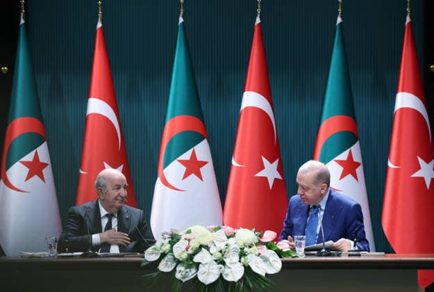 Bilateral agreements signed between Turkiye and Algeria ANKARA, TURKIYE - MAY 07: (----EDITORIAL USE ONLY - MANDATORY CREDIT - TURKISH PRESIDENCY MURAT CETINMUHURDAR HANDOUT - NO MARKETING NO ADVERTISING CAMPAIGNS - DISTRIBUTED AS A SERVICE TO CLIENTS----) Turkish President Recep Tayyip Erdogan (R) and Algerian President Abdelmadjid Tebboune (L) attend the signing ceremony of bilateral agreements and joint press conference at the Presidential Complex in Ankara, Turkiye on May 07, 2026. Turkish Presidency Murat Cetinmuhurdar Handout Anadolu Ankara Turkey. Editorial use only. Please get in touch for any other usage.  Copyright: x2026xAnadoluxTurkishxPresidency xMuratxCetinmuhurdarx xHandoutx