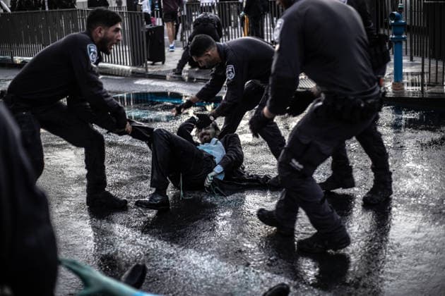 Ultra-Orthodox Jews protest mandatory military service in Jerusalem JERUSALEM - MAY 7: Israeli police use water cannons to disperse Ultra-Orthodox Jewish (Haredi) protesters blocking roads by lying on the ground during a demonstration against the arrest of several yeshiva students over mandatory military service in West Jerusalem on May 7, 2026. Mostafa Alkharouf Anadolu Jerusalem Israel. Editorial use only. Please get in touch for any other usage.  Copyright: x2026xAnadoluxMostafaxAlkharoufx