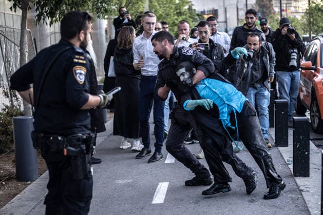 Ultra-Orthodox Jews protest mandatory military service in Jerusalem JERUSALEM - MAY 7: Israeli police use water cannons to disperse Ultra-Orthodox Jewish (Haredi) protesters blocking roads by lying on the ground during a demonstration against the arrest of several yeshiva students over mandatory military service in West Jerusalem on May 7, 2026. Mostafa Alkharouf Anadolu Jerusalem Israel. Editorial use only. Please get in touch for any other usage.  Copyright: x2026xAnadoluxMostafaxAlkharoufx