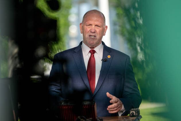 Tom Homan, White House border czar, speaks during a television interview outside the White House in Washington, DC, on Thursday, May 7, 2026. New York s push to limit state cooperation with federal immigration authorities will trigger a surge in enforcement activity, with more agents deployed into communities and an increase in arrests beyond initial targets, Homan said earlier this week.  WAX20260507201 DanielxHeuer