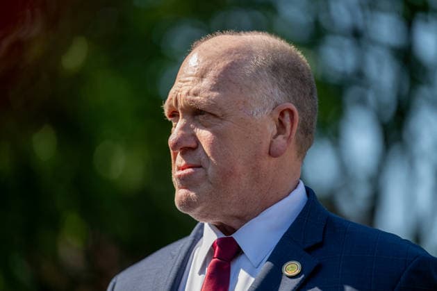 Tom Homan, White House border czar, speaks during a television interview outside the White House in Washington, DC, on Thursday, May 7, 2026. New York s push to limit state cooperation with federal immigration authorities will trigger a surge in enforcement activity, with more agents deployed into communities and an increase in arrests beyond initial targets, Homan said earlier this week.  WAX20260507203 DanielxHeuer