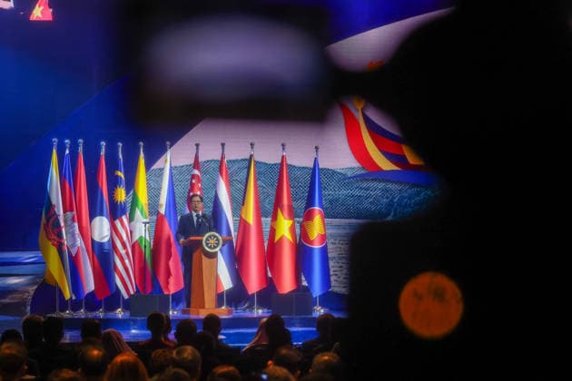 Southeast Asian leaders gather at Opening Ceremony of ASEAN Summit and Related Meetings 2026 CEBU, PHILIPPINES - MAY 8: Philippine President Ferdinand Bongbong Romualdez Marcos Jr. gives an opening speech, during the official opening ceremony of the 48th ASEAN Summit and Related Meetings, in Cebu, Philippines, on May 8, 2026. Top leaders of ASEAN member states from across Southeast Asia gather to discuss key international and regional issues, including conflict in the Middle East, trade and economic development, fuel and energy crisis, and South China Sea territorial disputes. The summit comes just a few days ahead of a meeting between United States President Donald Trump and Chinese President Xi Jinping, which will take place in mid-May.  Copyright: x2026xAnadoluxDanielxCengx