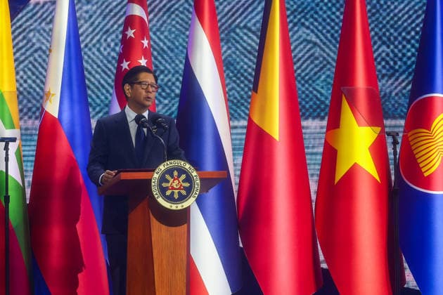 Southeast Asian leaders gather at Opening Ceremony of ASEAN Summit and Related Meetings 2026 CEBU, PHILIPPINES - MAY 8: Philippine President Ferdinand Bongbong Romualdez Marcos Jr. gives an opening speech, during the official opening ceremony of the 48th ASEAN Summit and Related Meetings, in Cebu, Philippines, on May 8, 2026. Top leaders of ASEAN member states from across Southeast Asia gather to discuss key international and regional issues, including conflict in the Middle East, trade and economic development, fuel and energy crisis, and South China Sea territorial disputes. The summit comes just a few days ahead of a meeting between United States President Donald Trump and Chinese President Xi Jinping, which will take place in mid-May.  Copyright: x2026xAnadoluxDanielxCengx