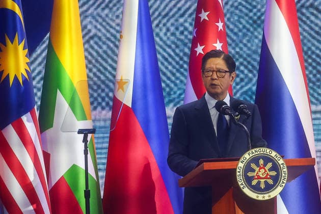 Southeast Asian leaders gather at Opening Ceremony of ASEAN Summit and Related Meetings 2026 CEBU, PHILIPPINES - MAY 8: Philippine President Ferdinand Bongbong Romualdez Marcos Jr. gives an opening speech, during the official opening ceremony of the 48th ASEAN Summit and Related Meetings, in Cebu, Philippines, on May 8, 2026. Top leaders of ASEAN member states from across Southeast Asia gather to discuss key international and regional issues, including conflict in the Middle East, trade and economic development, fuel and energy crisis, and South China Sea territorial disputes. The summit comes just a few days ahead of a meeting between United States President Donald Trump and Chinese President Xi Jinping, which will take place in mid-May.  Copyright: x2026xAnadoluxDanielxCengx