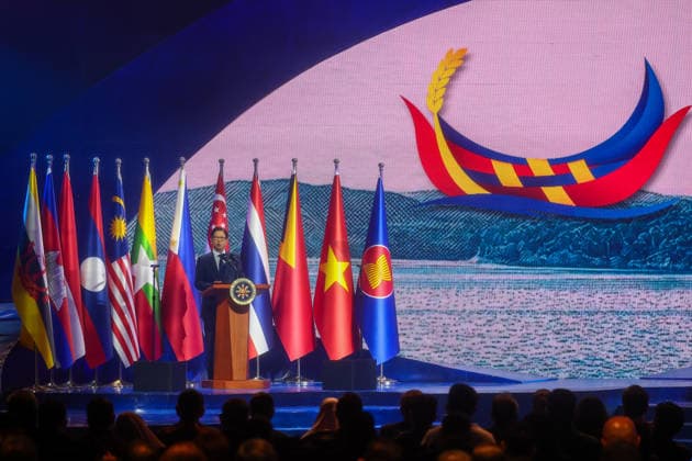 Southeast Asian leaders gather at Opening Ceremony of ASEAN Summit and Related Meetings 2026 CEBU, PHILIPPINES - MAY 8: Philippine President Ferdinand Bongbong Romualdez Marcos Jr. gives an opening speech, during the official opening ceremony of the 48th ASEAN Summit and Related Meetings, in Cebu, Philippines, on May 8, 2026. Top leaders of ASEAN member states from across Southeast Asia gather to discuss key international and regional issues, including conflict in the Middle East, trade and economic development, fuel and energy crisis, and South China Sea territorial disputes. The summit comes just a few days ahead of a meeting between United States President Donald Trump and Chinese President Xi Jinping, which will take place in mid-May.  Copyright: x2026xAnadoluxDanielxCengx