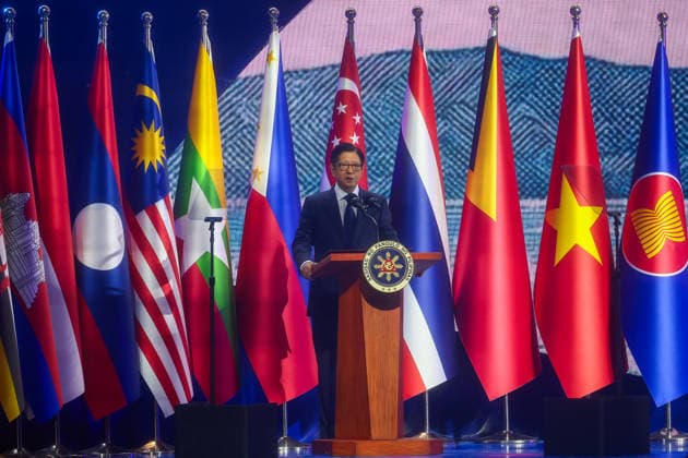 Southeast Asian leaders gather at Opening Ceremony of ASEAN Summit and Related Meetings 2026 CEBU, PHILIPPINES - MAY 8: Philippine President Ferdinand Bongbong Romualdez Marcos Jr. gives an opening speech, during the official opening ceremony of the 48th ASEAN Summit and Related Meetings, in Cebu, Philippines, on May 8, 2026. Top leaders of ASEAN member states from across Southeast Asia gather to discuss key international and regional issues, including conflict in the Middle East, trade and economic development, fuel and energy crisis, and South China Sea territorial disputes. The summit comes just a few days ahead of a meeting between United States President Donald Trump and Chinese President Xi Jinping, which will take place in mid-May.  Copyright: x2026xAnadoluxDanielxCengx