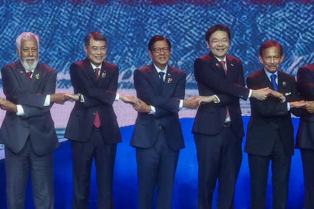Southeast Asian leaders gather at Opening Ceremony of ASEAN Summit and Related Meetings 2026 CEBU, PHILIPPINES - MAY 8: (L-R) Timor-Leste s Prime Minister Xanana Gusmao, Vietnam s Prime Minister Le Minh Hung, Philippine President Ferdinand Bongbong Romualdez Marcos Jr., Singapore s Prime Minister Lawerence Wong, Brunei s Prime Minister Hassanal Bolkiah, during a family photo session at the official opening ceremony of the 48th ASEAN Summit and Related Meetings, in Cebu, Philippines, on May 8, 2026. Top leaders of ASEAN member states from across Southeast Asia gather to discuss key international and regional issues, including conflict in the Middle East, trade and economic development, fuel and energy crisis, and South China Sea territoria  Copyright: x2026xAnadoluxDanielxCengx