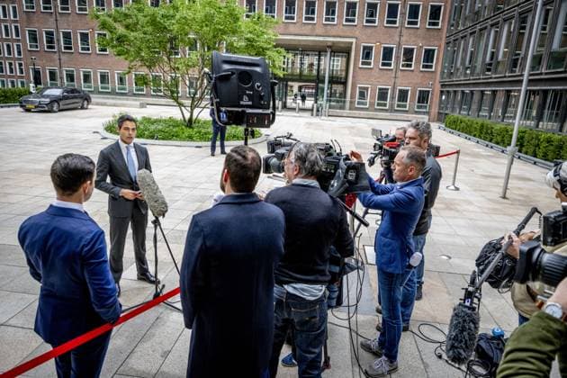 THE HAGUE - Prime Minister Rob Jetten speaks to the press ahead of the first weekly cabinet meeting after the May recess at the Ministry of General Affairs. ROBIN UTRECHT ANP netherlands out - belgium out  Copyright: xx x557758245x originalFilename: 557758245.jpg
