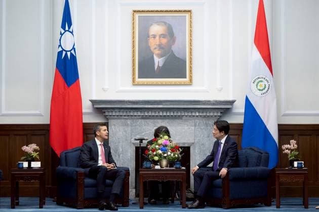 Santiago Pena - Lai Ching-te meeting in Taipei TAIPEI, TAIWAN - MAY 8: (----EDITORIAL USE ONLY - MANDATORY CREDIT - TAIWAN PRESIDENTIAL OFFICE HANDOUT - NO MARKETING NO ADVERTISING CAMPAIGNS - DISTRIBUTED AS A SERVICE TO CLIENTS----) Paraguay President Santiago Pena during his meeting with Taiwan President Lai Ching-te, at the presidential office in Taipei, Taiwan, on May 8, 2026. Taiwan Presidential Office Anadolu Taipei Taiwan. Editorial use only. Please get in touch for any other usage.  Copyright: x2026xAnadoluxTaiwanxPresidentialxOfficex