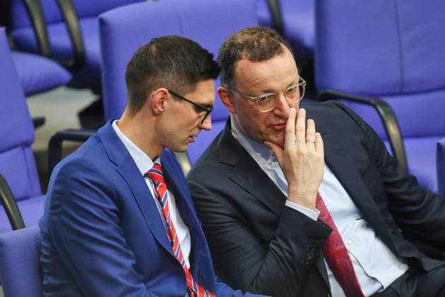 Berlin, Germany, 08 05 2026 German Bundestag 78 Bundestag session Sepp Müller and Jens Spahn, both CDU Copyright: xdtsxNachrichtenagenturx dts_118237