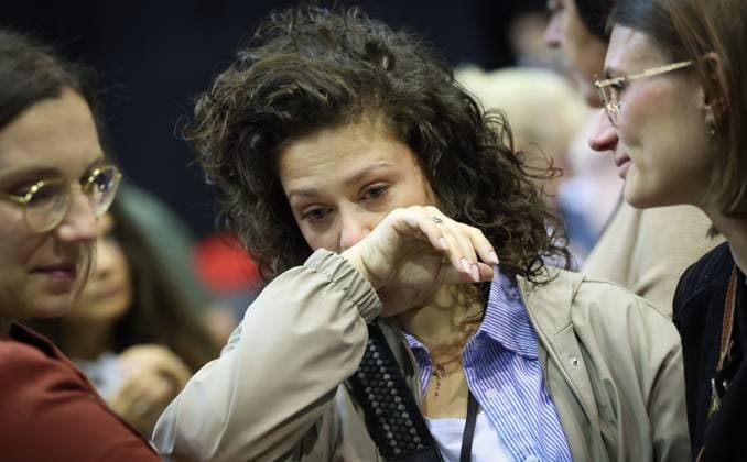 Vicitm Laure Gara daughter Manon Gara pictured during the trial of P. and A. Falzone, at the Court of Appeal of Mons, on Friday 08 May 2026. The trial of the two men concerns the 2022 tragedy in Strepy-Bracquegnies, where a car plowed into a carnival parade around 5:00. Six people died at the scene, and a seventh months later in the hospital. P. Falzone is charged with seven murder and 81 attempted murder. A. Falzone with failure to render aid to a person in danger.  VIRGINIExLEFOUR 173222422