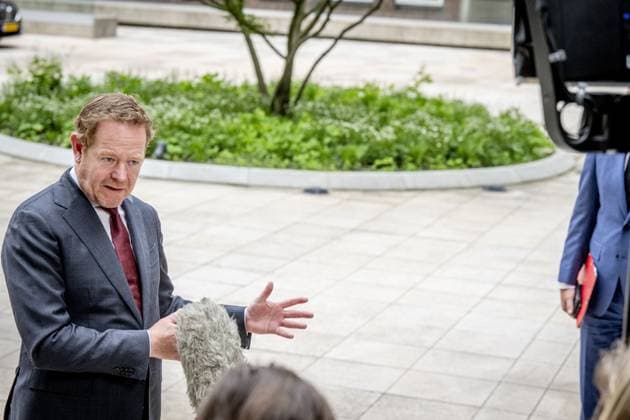 THE HAGUE - Minister of Justice and Security David van Weel speaks to the press ahead of the first weekly cabinet meeting after the May recess at the Ministry of General Affairs. ROBIN UTRECHT ANP netherlands out - belgium out  Copyright: xx x557762483x originalFilename: 557762483.jpg
