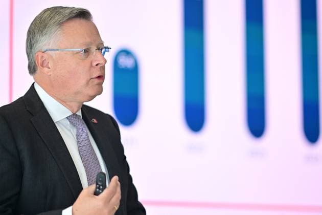 Brussels Airport CEO Arnaud Feist pictured at a press meeting of Brussels Airport to present the 2025 results and the financial results, Friday 08 May 2026 in Zaventem.  DIRKxWAEM 173224160