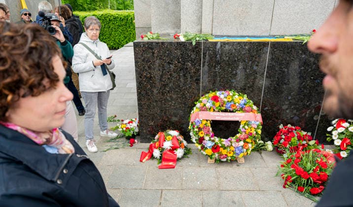 Amira Mohamed Ali EUR, Germany, Berlin, 08 05 2026 The Berlin regional association of the BSW commemorates the day on which the end of World War 1945 was commemorated with the party chairwoman Amira Mohamed Ali BSW at the Soviet memorial in Tiergarten