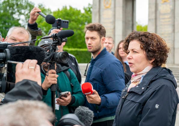 Amira Mohamed Ali EUR, Germany, Berlin, 08 05 2026 The Berlin regional association of the BSW commemorates the day on which the end of World War 1945 was commemorated with the party chairwoman Amira Mohamed Ali BSW at the Soviet memorial in Tiergarten