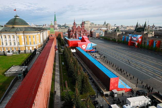 RUSSIA, MOSCOW - MAY 9, 2026: A view of Red Square before a Victory Day Parade marking the 81st anniversary of the Victory in the Great Patriotic War (the Eastern Front of WWII). Vladimir Smirnov TASS  92217720