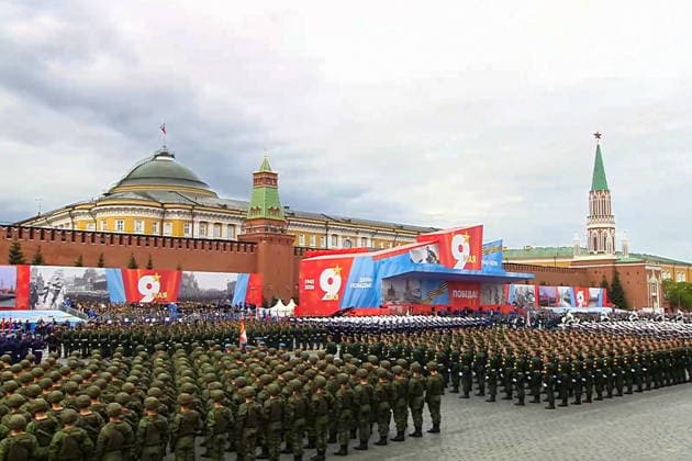 RUSSIA, MOSCOW - MAY 9, 2026: A military parade prepares to start in Red Square on Victory Day and mark 81 years since the victory of the Soviet Union over Nazi Germany in the Great Patriotic War, Eastern Front of World War II. Video screen grab. Best quality available. TASS  92218732