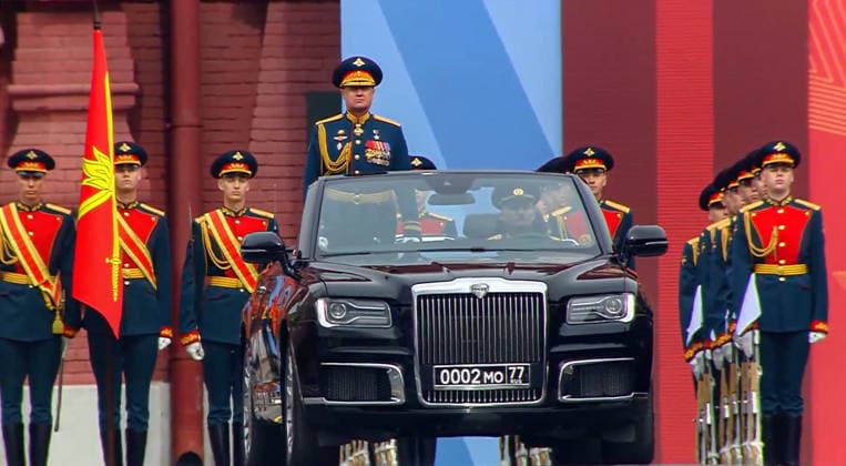RUSSIA, MOSCOW - MAY 9, 2026: A military parade prepares to start in Red Square on Victory Day and mark 81 years since the victory of the Soviet Union over Nazi Germany in the Great Patriotic War, Eastern Front of World War II. Video screen grab. Best quality available. TASS  92218903