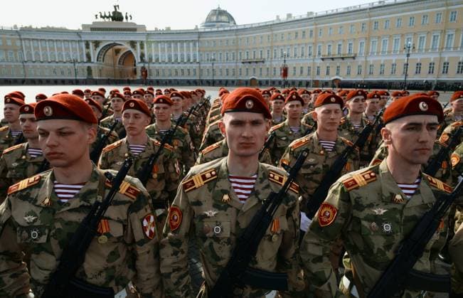 Russia Regions WWII Victory Day Parade 9160302 09.05.2026 Russian servicemen prepare for a military parade on Victory Day, marking the 81st anniversary of the victory over Nazi Germany in World War Two, in St. Petersburg, Russia. Alexei Danichev Sputnik St. Petersburg Russia  Copyright: xAlexeixDanichevx