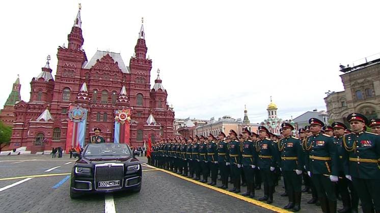 Russia WWII Victory Day Parade 9160295 09.05.2026 In this video grab, Parade commander, Colonel General Andrei Mordvichev takes part in a military parade on Victory Day, marking the 81st anniversary of the victory over Nazi Germany in World War Two, in Red Square, in Moscow, Russia. Sputnik Moscow Russia  Copyright: xx