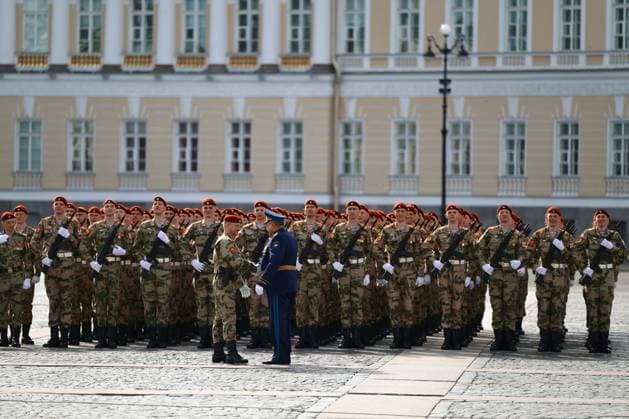 Russia Regions WWII Victory Day Parade 9160306 09.05.2026 Russian servicemen prepare for a military parade on Victory Day, marking the 81st anniversary of the victory over Nazi Germany in World War Two, in St. Petersburg, Russia. Alexei Danichev Sputnik St. Petersburg Russia  Copyright: xAlexeixDanichevx