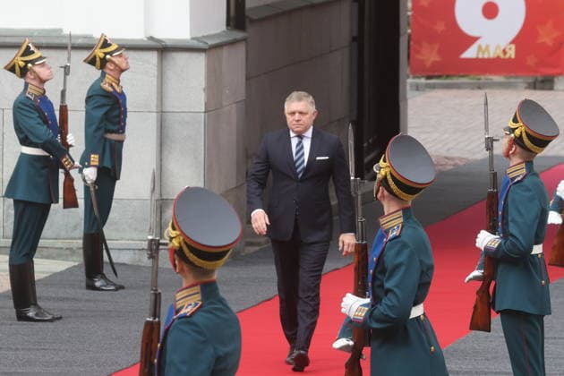 RUSSIA, MOSCOW - MAY 9, 2026: Robert Fico, Prime Minister of Slovakia, arrives at the Moscow Kremlin on Victory Day to mark 81 years since the victory of the Soviet Union over Nazi Germany in the Great Patriotic War, Eastern Front of World War II. Sergei Karpukhin TASS  92219098